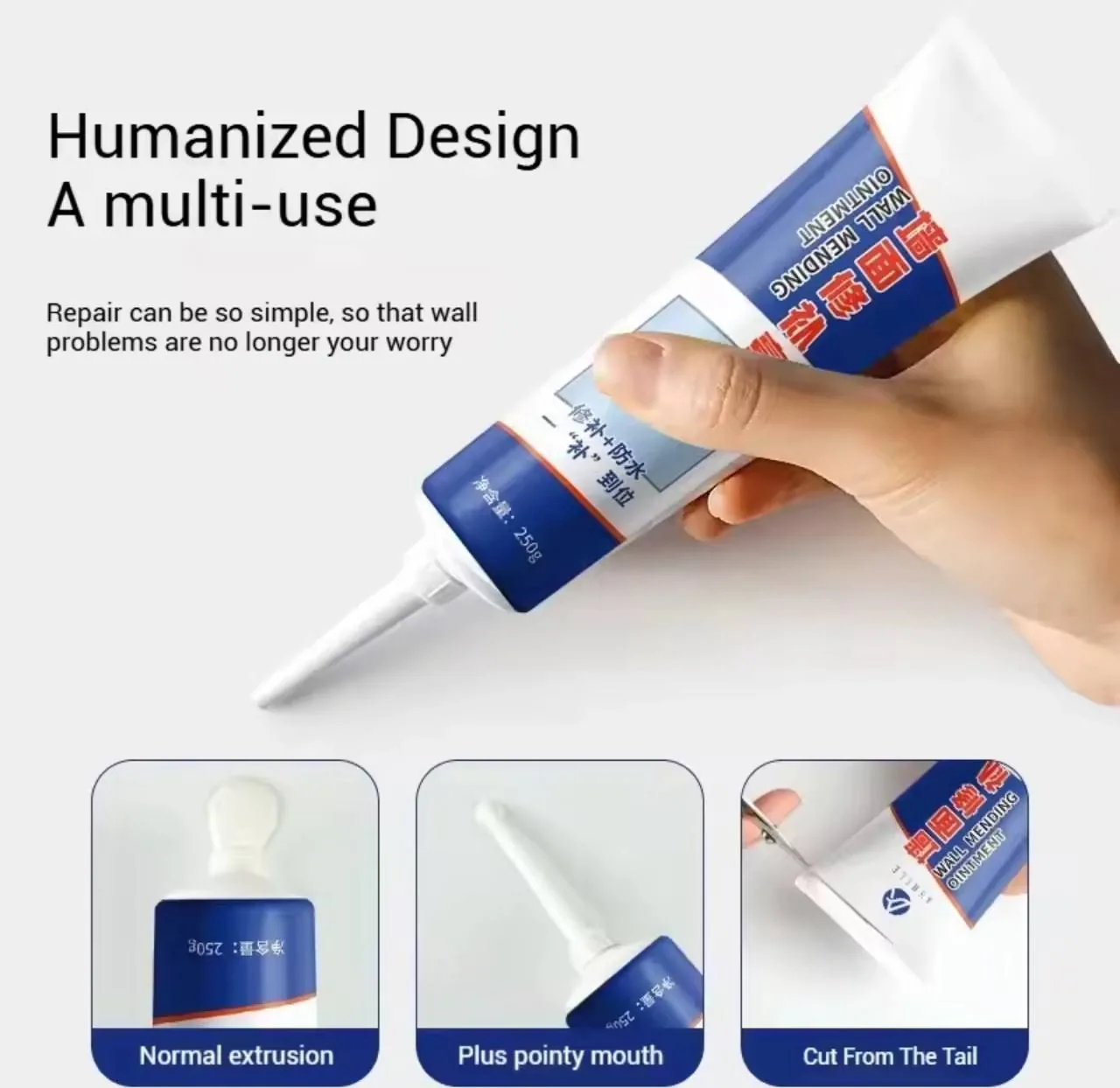250g Ceramic Multipurpose Strong Repair Agent with Scraper for Bathroom Kit Wall Paste Gravel Cover Up Wall Surface Adhesive 1500