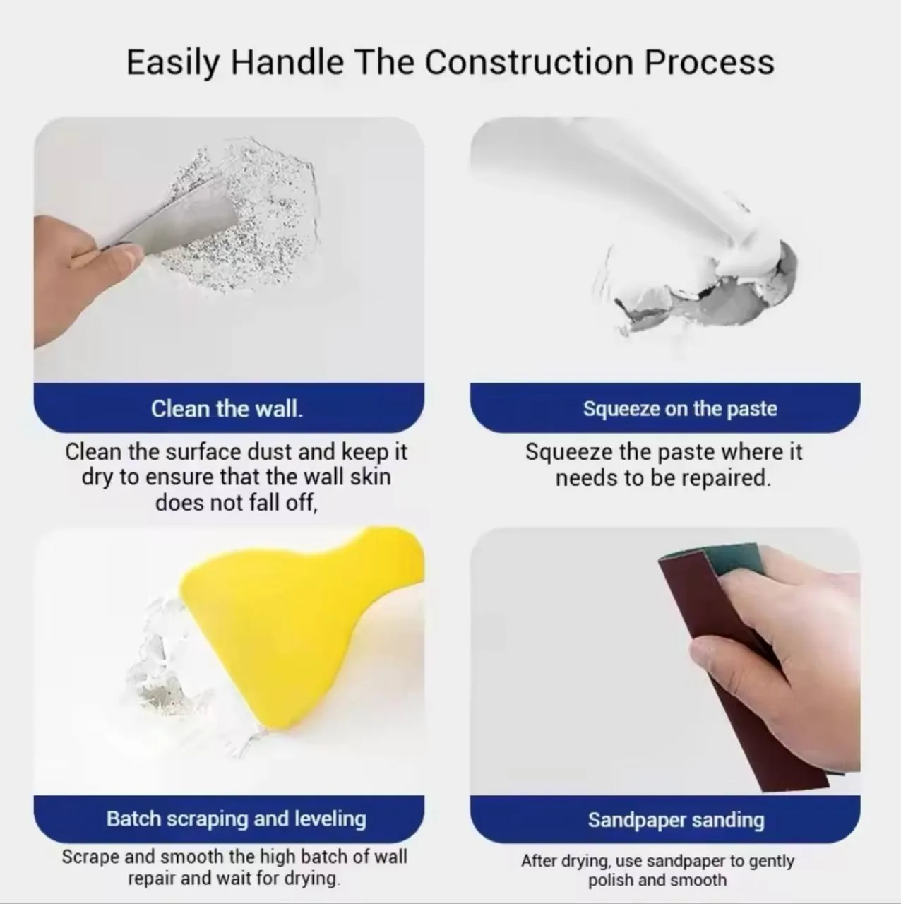 250g Ceramic Multipurpose Strong Repair Agent with Scraper for Bathroom Kit Wall Paste Gravel Cover Up Wall Surface Adhesive 1500 additional view